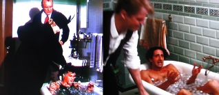 Left: Torin Thatcher and Tony Curtis in the 1953 Houdini movie (Photo: Paramount Pictures); Right: Evan Jones and Adrien Brody in the 2014 Houdini miniseries (Photo: A+E Networks)