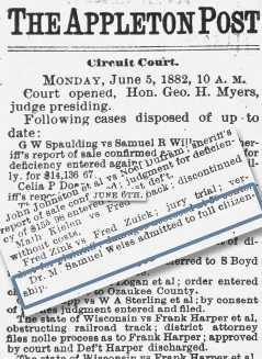 The Appleton Post announcement that Mayer Samuel Weiss became a citizen of the United States on June 6, 1882